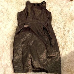 Gold and black ballon style mini party dress. Lizard Thicket.